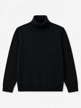 TAMBA Feinstrick-Rollkragenpullover mit Viskose und Angora Schwarz