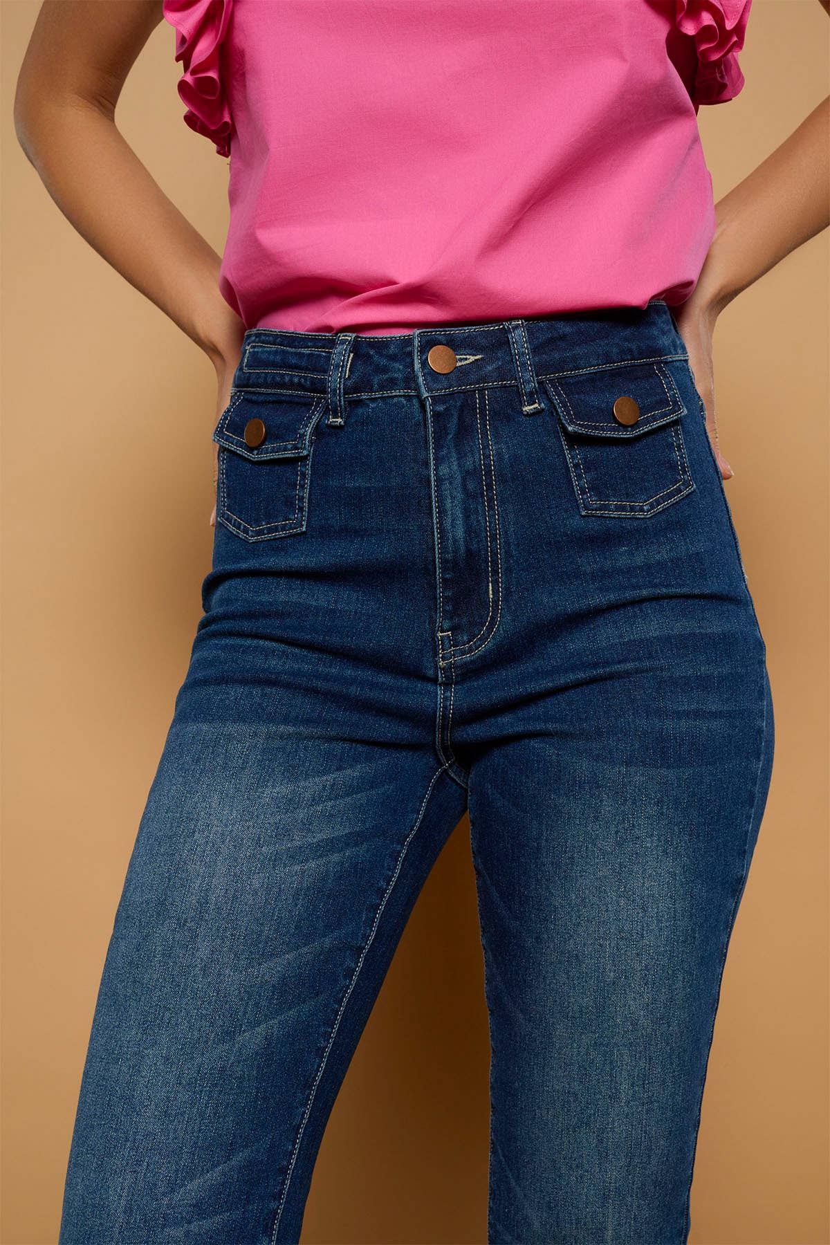 Minueto Jeans Medusa mit Stickerei Blau