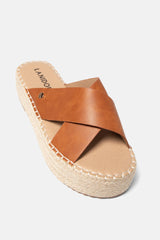 Lanidor Plateau Sandalen mit gekreuzten Riemen Beige
