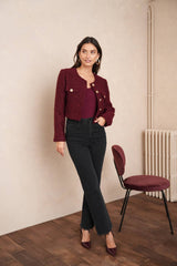 Jenny kurze Jacke aus Pailletten-Tweed - CK08346-1: Bordeaux / 1S-1L
