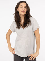 Zwillingsherz Shirt Tail - Positive Mind- 100% Baumwolle - Hellgrau