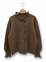 Cardigan aus Strick mit Leopardenrüschen – AP192: Beige / Standardmäßig / Eine Größe