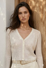 Choklate Paris Feinstrick-Cardigan Ecru Viskosemix
