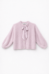 Flauschige Strickjacke mit Schluppen-Kragen: Puder