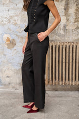 Lulumary Straight-Flare-Hose meliert Schwarz