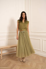 Choklate Paris Langer Rock Aria Tüll Olive