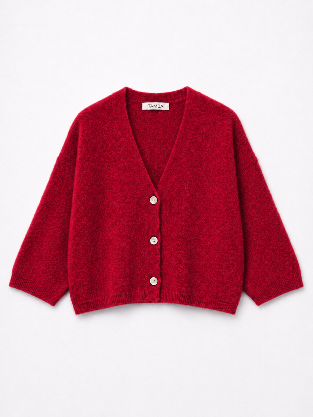 Baby Alpaka Strickjacke mit 4/5-Arm: Kirsche / Einheitsgröße