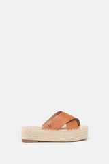 Lanidor Plateau Sandalen mit gekreuzten Riemen Beige