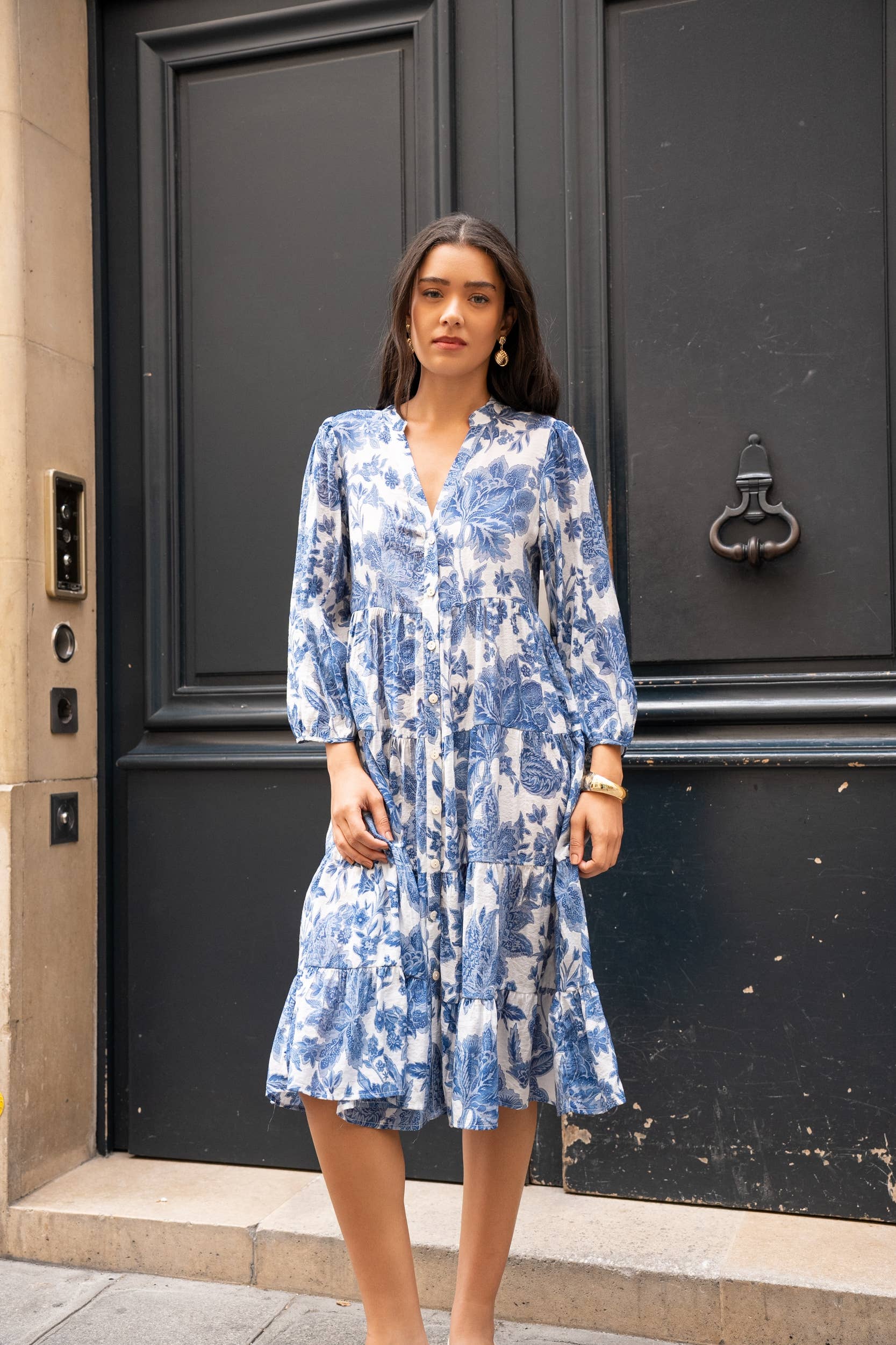 Choklate Paris Sienna Hemdblusenkleid Indigoblau Midilänge