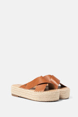 Lanidor Plateau Sandalen mit gekreuzten Riemen Beige