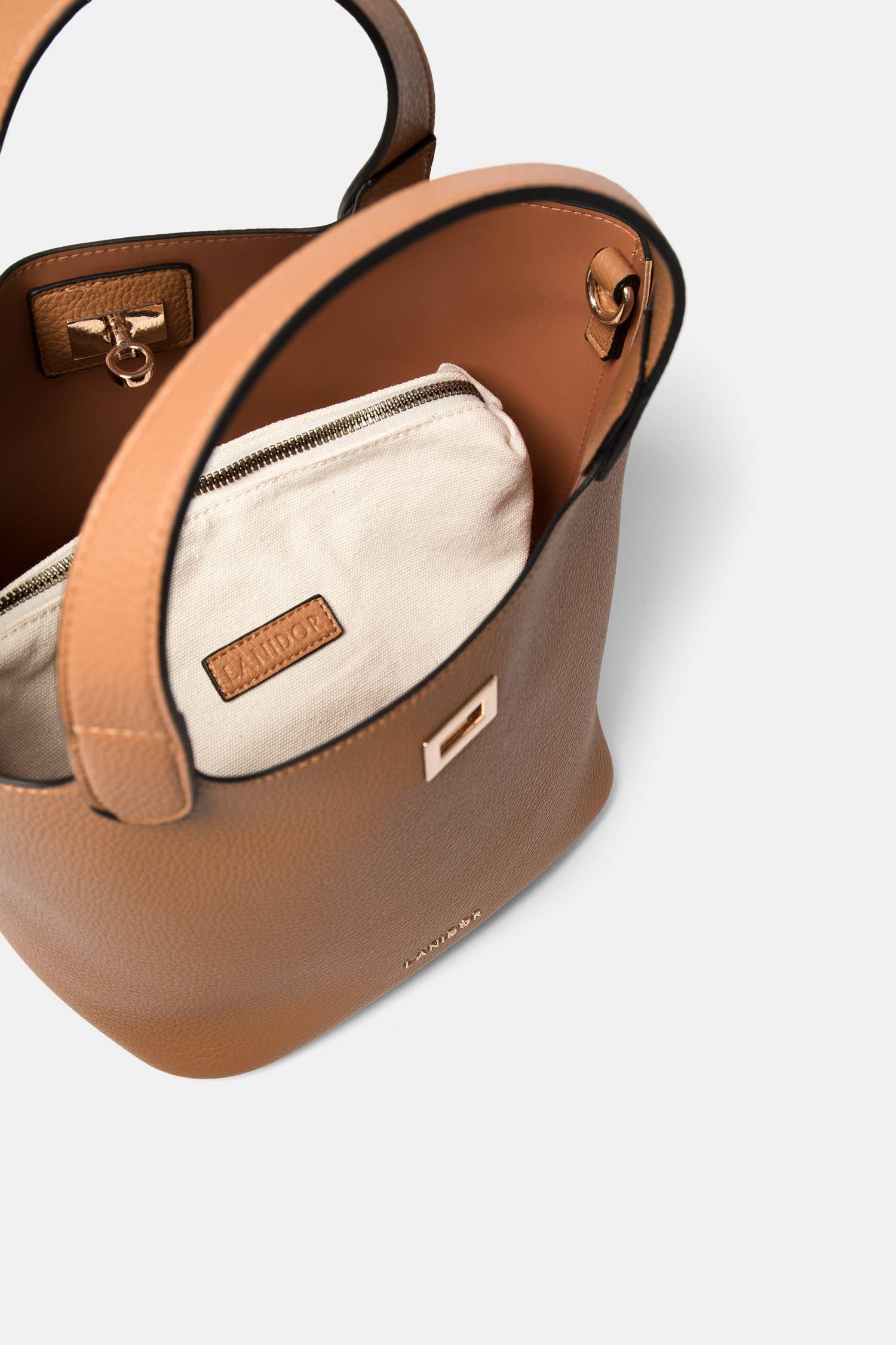 Lanidor Tasche Beige aus Eco-Leder mit Schulterriemen