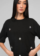 An´ge Paris - T-Shirt aus feinem, fließenden Material in Schwarz "Amarina"