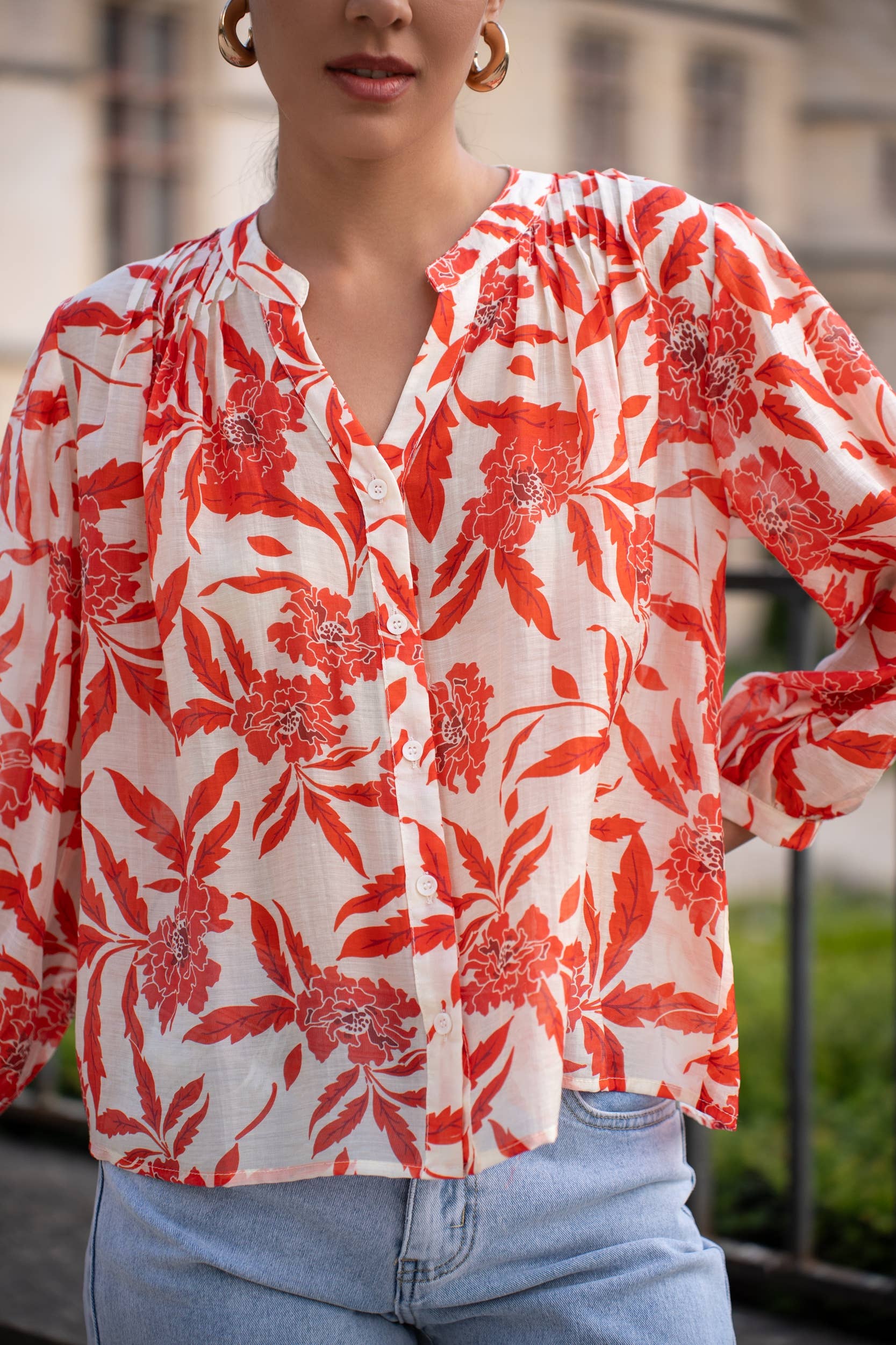 Choklate Paris Zarte Sommerbluse "Saint Tropez" Seiden-Viskosemix Rot