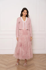 Choklate Paris Twinset Strickjacke & Top Ajourstrick Rosa