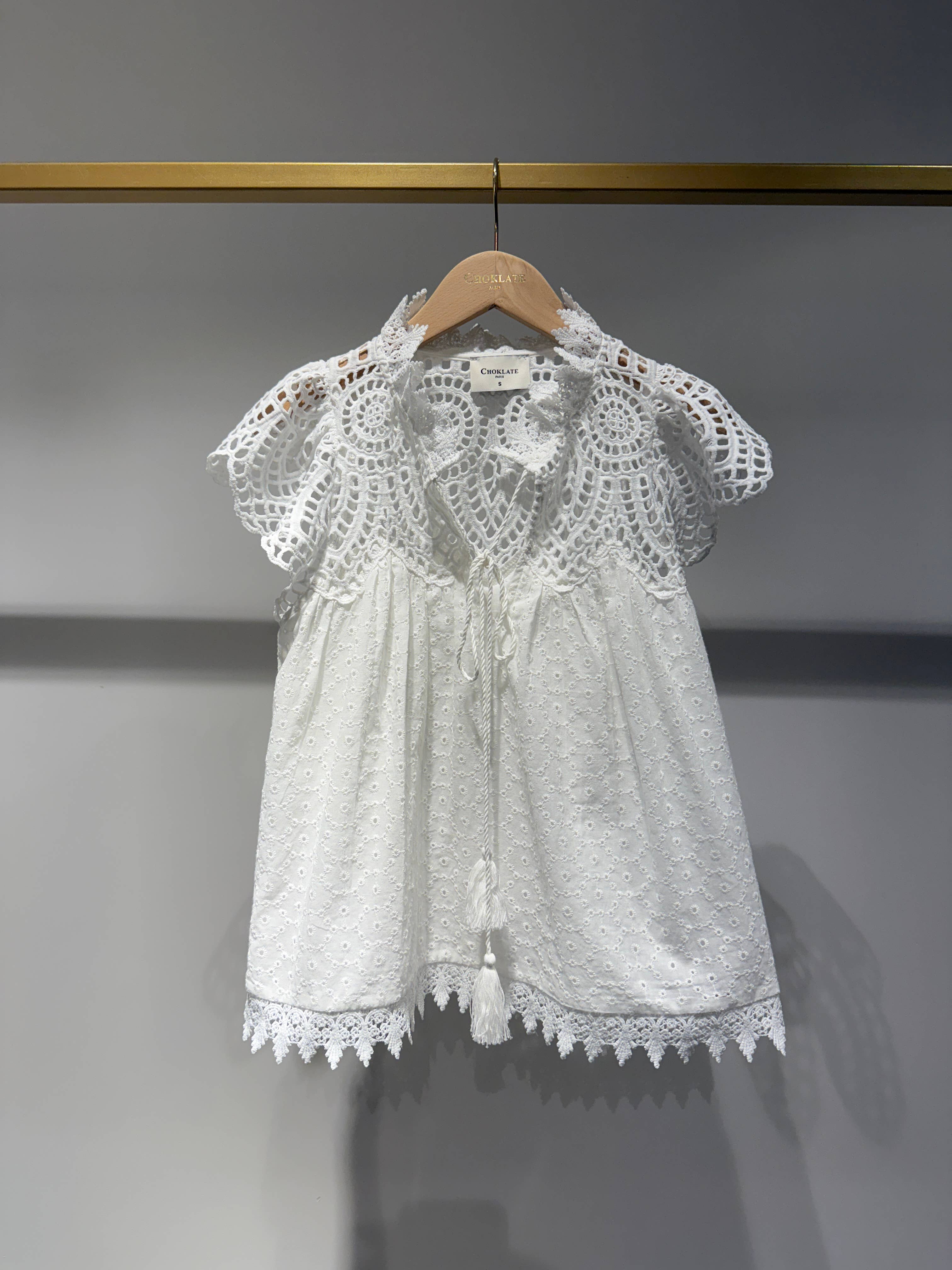 Choklate Paris Bluse "Elsa" aus bestickter Baumwolle Weiß