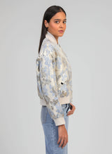 Ange Paris Jacke im Bomberstil Cassyani Brokat Silber glänzend Beige