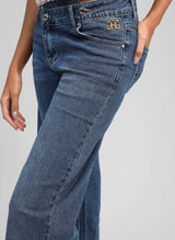 Ang'e Paris Jeans Pika Blau Straight-Flaire Denim