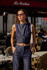 Lulumary Gerade Hose Raw Denim Blue aus leichtem Material