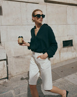 Ana & Lucy Bermuda-Shorts Baggy Dad "Clara" weiter Schnitt - Ecru