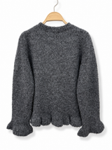 Audrey Paris Strickpullover mit Rüschen Grau