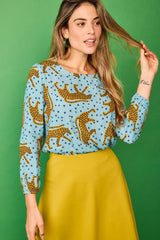 Smile - Bluse aus Viskose Encina-Geparden - Türkis