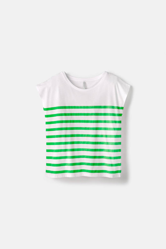 Lanidor T-Shirt mit grünen Streifen - lässiges Basic mit französischem Flair