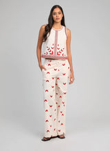 Ange Paris Hose Romila Baumwollstickerei Ecru