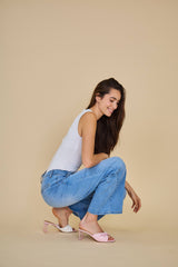 Ana & Lucy Damen-Jeans mit weitem Bein und Chino-Taschen Hellblau