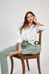 DAMENHOSE MIT GERADER BEINFORM IN FARBE - "Élodie": Crème / Standard - Gerades Bein / 1(T36) 1(T38) 1(T40) 1(T42) 1(T44)