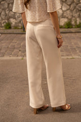 Choklate Paris Hose Beige mit Bügelfalten Baumwolle Lyocell