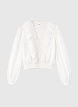 AN’GE Paris Bluse Samista Ecru aus Viskose mit Spitze