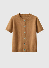 AN’GE Paris Leviora Kurzarm-Cardigan Camelbeige