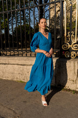 Choklate Paris Maxikleid Taylor aus durchbrochener Baumwolle Königsblau