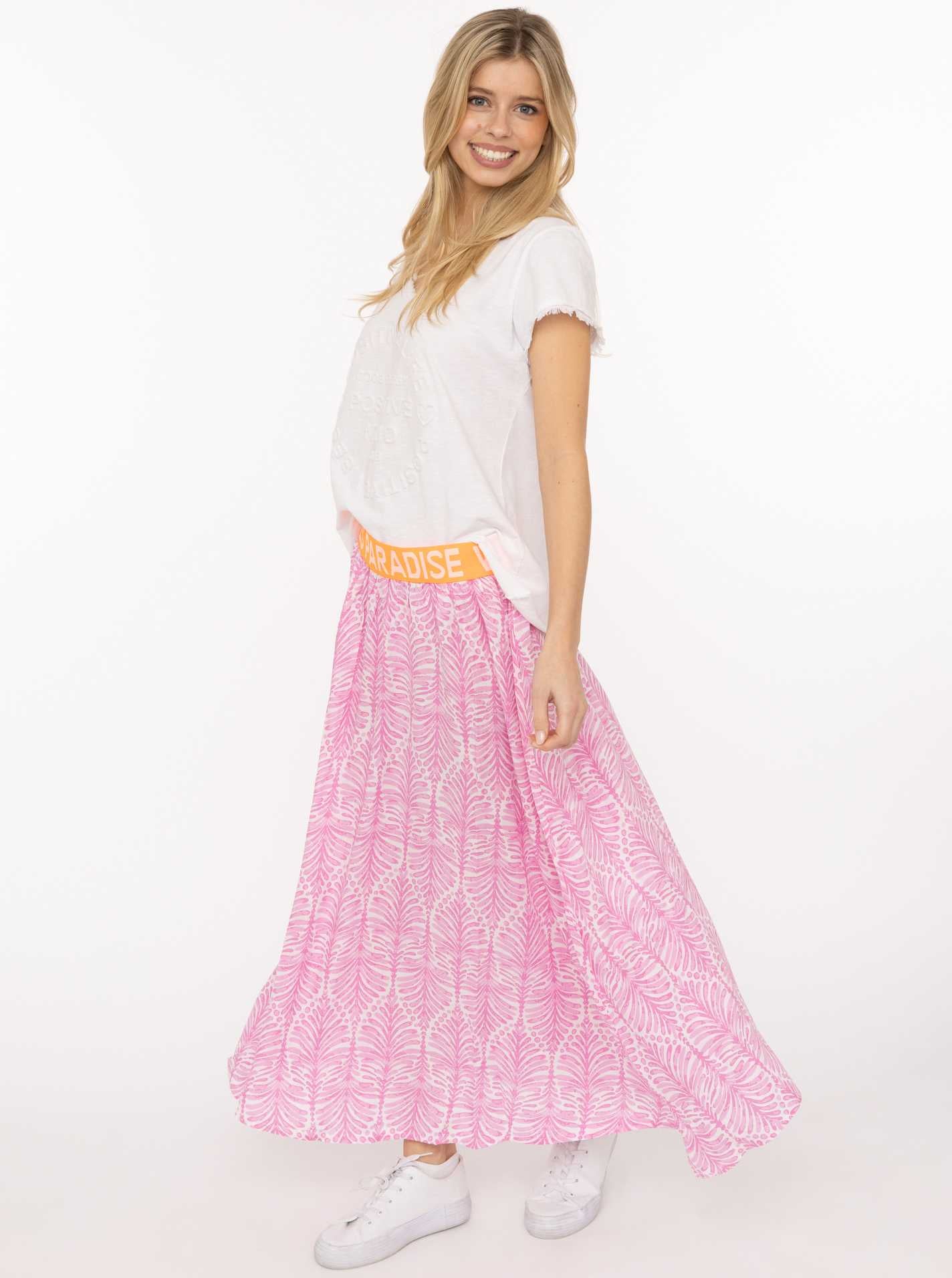 Zwillingsherz Rock "Jungle Leaves" Viskose - Rosa