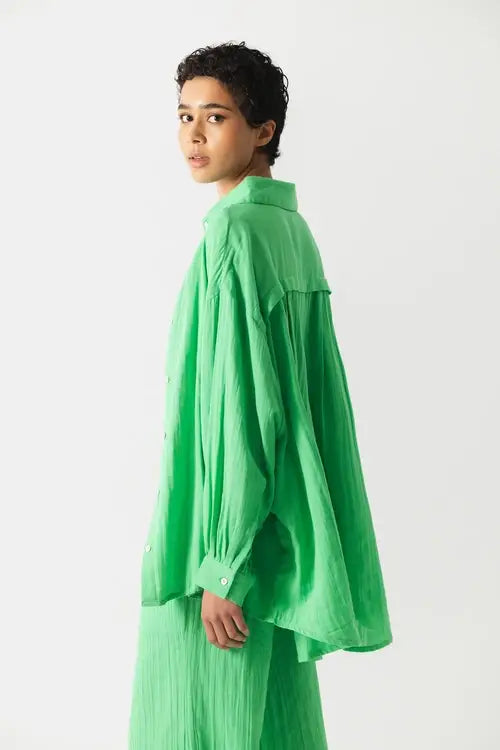 Lanidor Oversize-Bluse in Grün - Luftige Sommerbluse mit Struktur