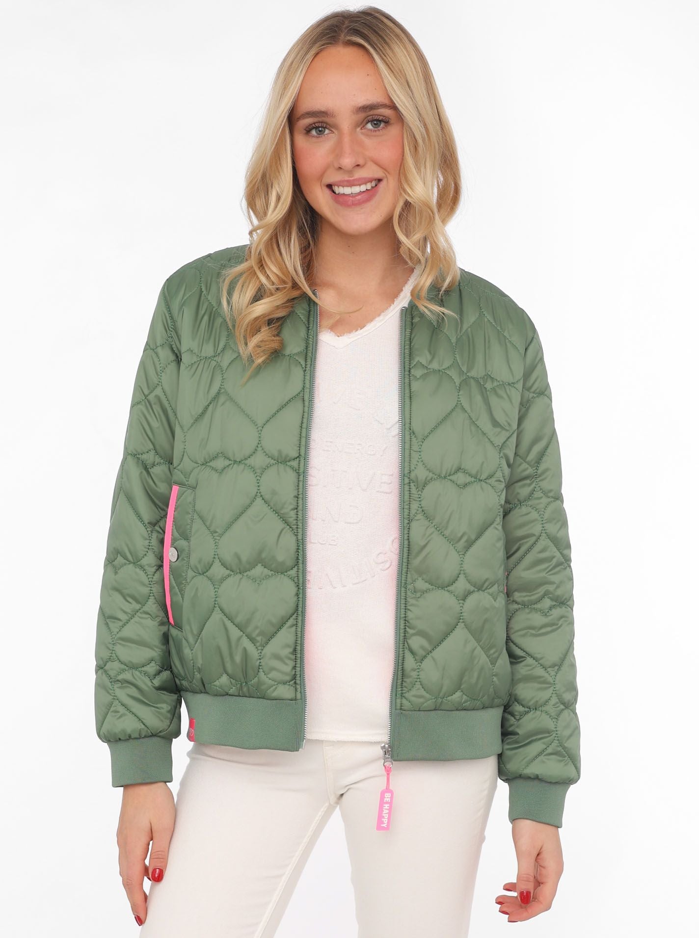 Zwillingsherz - Bomberjacke "Be Happy" Olive