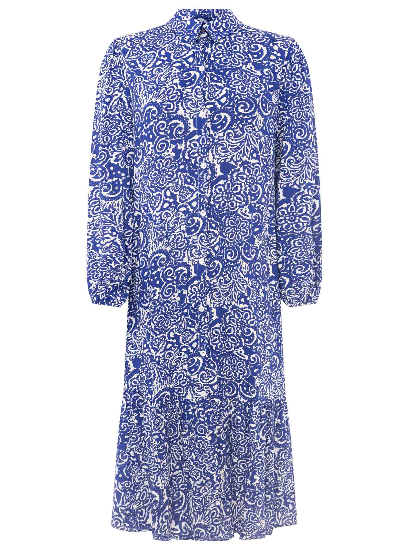 Zwillingsherz Kleid Viskose "Gemustert" Paisley Blau