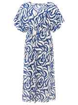 Zwillingsherz Maxikleid Viskose "Allover Ornamente" Blau