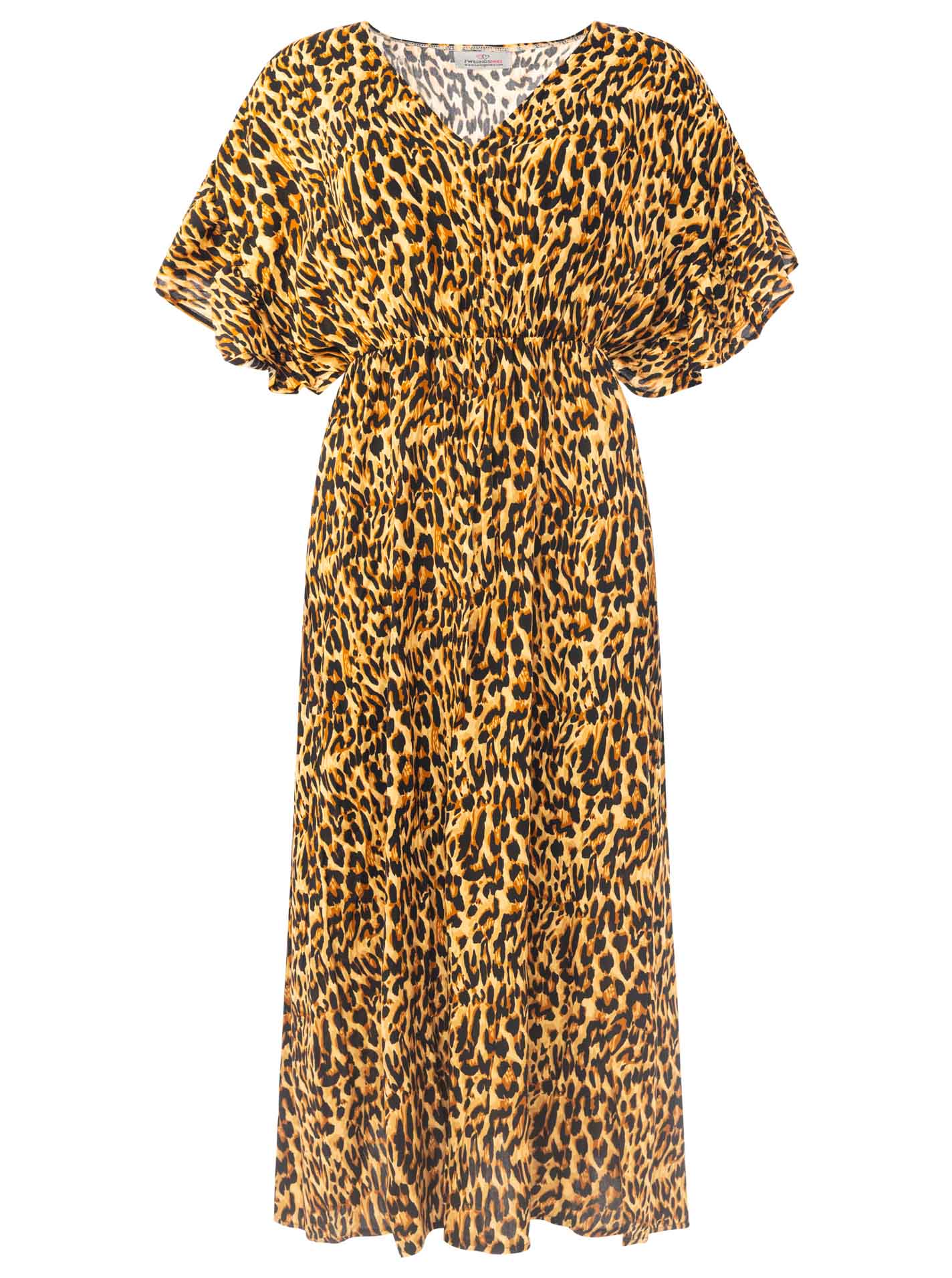 Zwillingsherz Maxikleid Viskose Leo Nights Braun