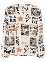 Zwillingsherz Bluse Wild Love Beige Animalprint Langarm
