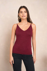 Glänzendes Lurex-Trägershirt - 8752: Beige / Eine Größe