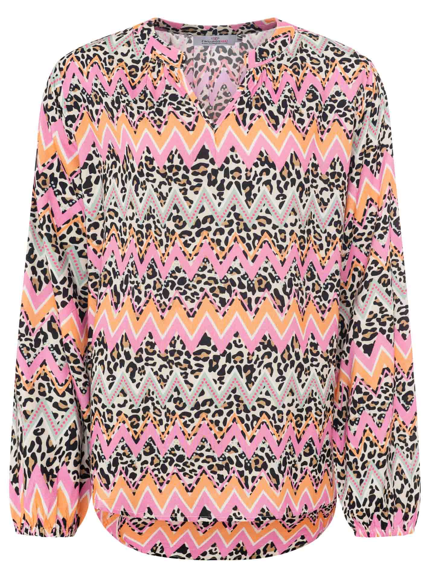 Zwillingsherz Bluse Graphic Leo Pink Viskose