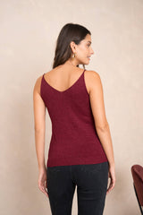 Glänzendes Lurex-Trägershirt - 8752: Bordeaux / Eine Größe