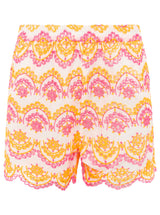 Zwillingsherz Short mit Lochstickerei Neonpink 100% Baumwolle