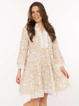Zwillingsherz Kleid "Jungle Plants" 100% Baumwolle Beige