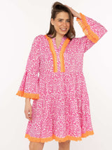 Zwillingsherz Sommer Kleid Flower Layout 100% Baumwolle Pink