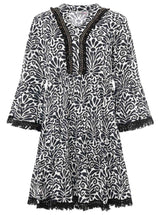 Zwillingsherz Sommer Kleid Flower Layout 100% Baumwolle Schwarz