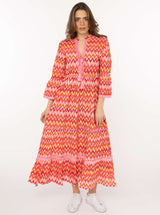 Zwillingsherz Maxikleid "Zick Zack" Zickzackmuster Orange