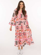 Zwillingsherz Maxikleid "Wild Heart" Animalprint Rosa