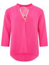 Zwillingsherz Bluse Musselin Neonkante Pink
